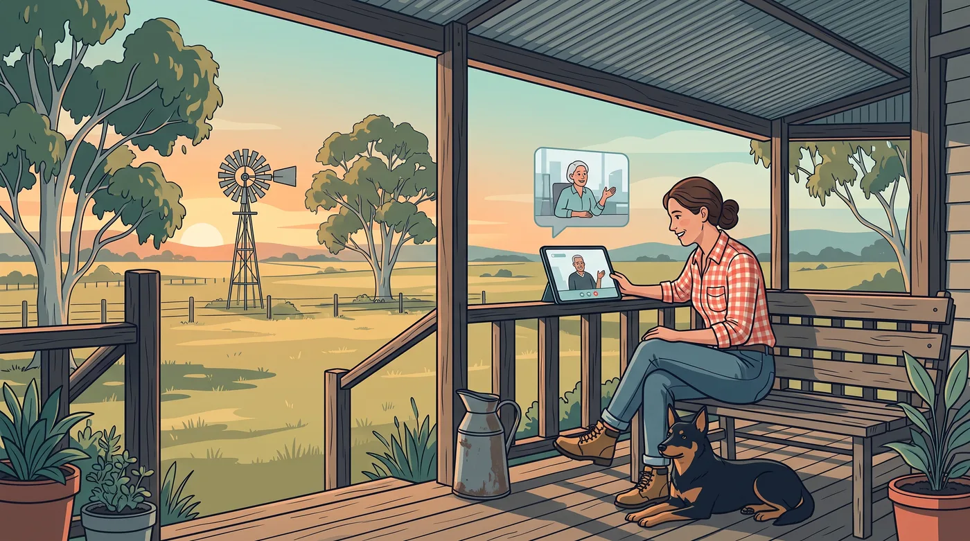 A regional member joins a mentoring video session from her verandah