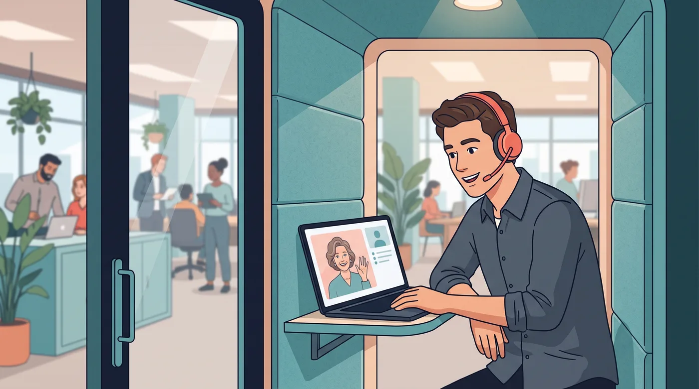 A mentee meets his matched mentor by video