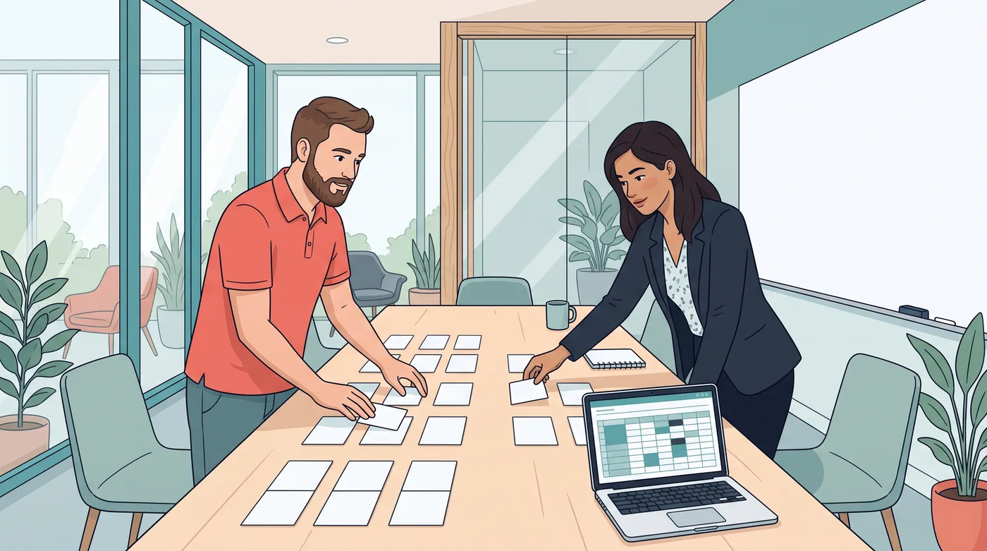 A coordinator pairs staff from a spreadsheet