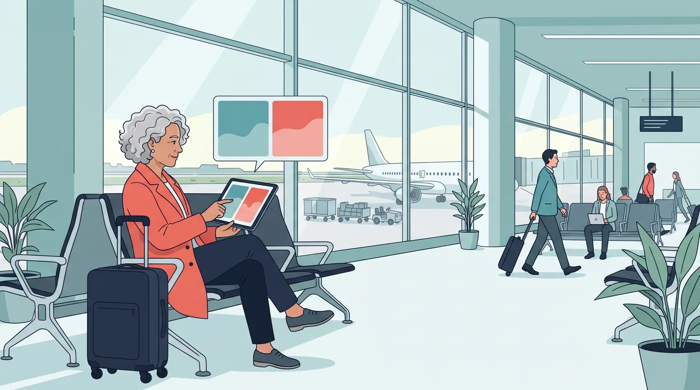 A mentor switches between two organisations on her tablet