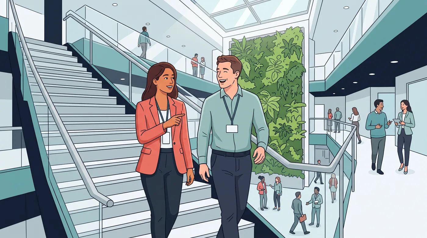 Two new starters find their way through the office together